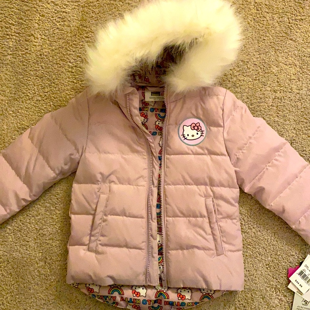 Hello Kitty 2T down-filled jacket with faux fur hood - brand NWT!